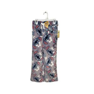 Disney Stitch Multicolor Draw String Fleece Pajama Pants With Hair Tie Size 12